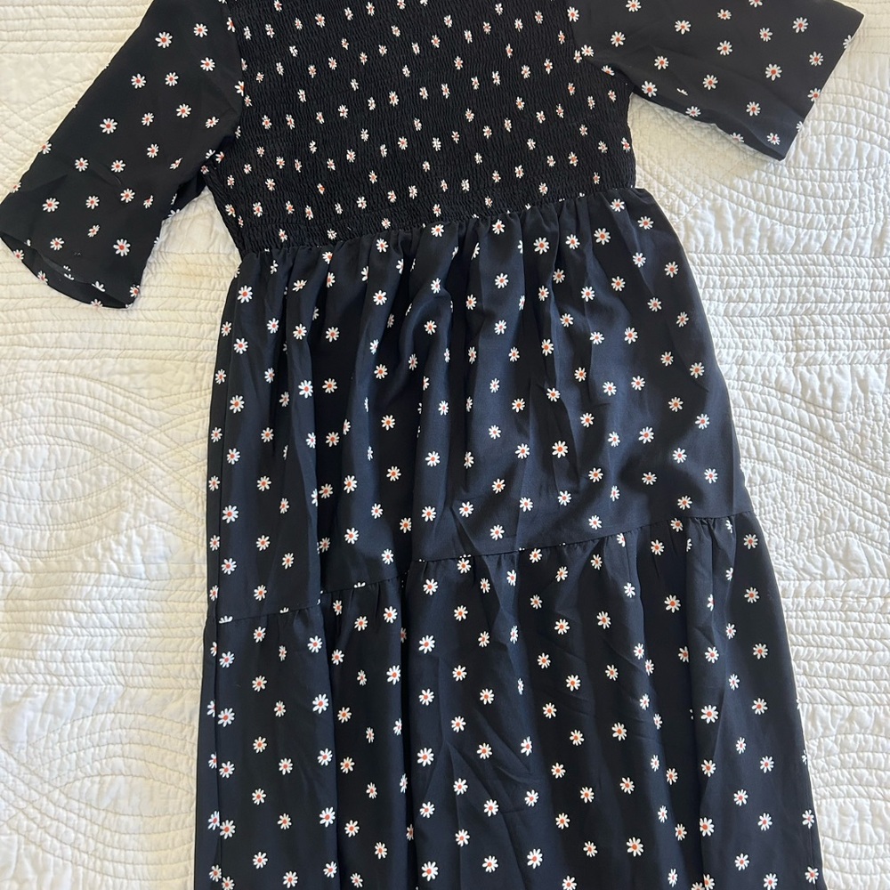 Simply Southern Black Floral Kids Dress